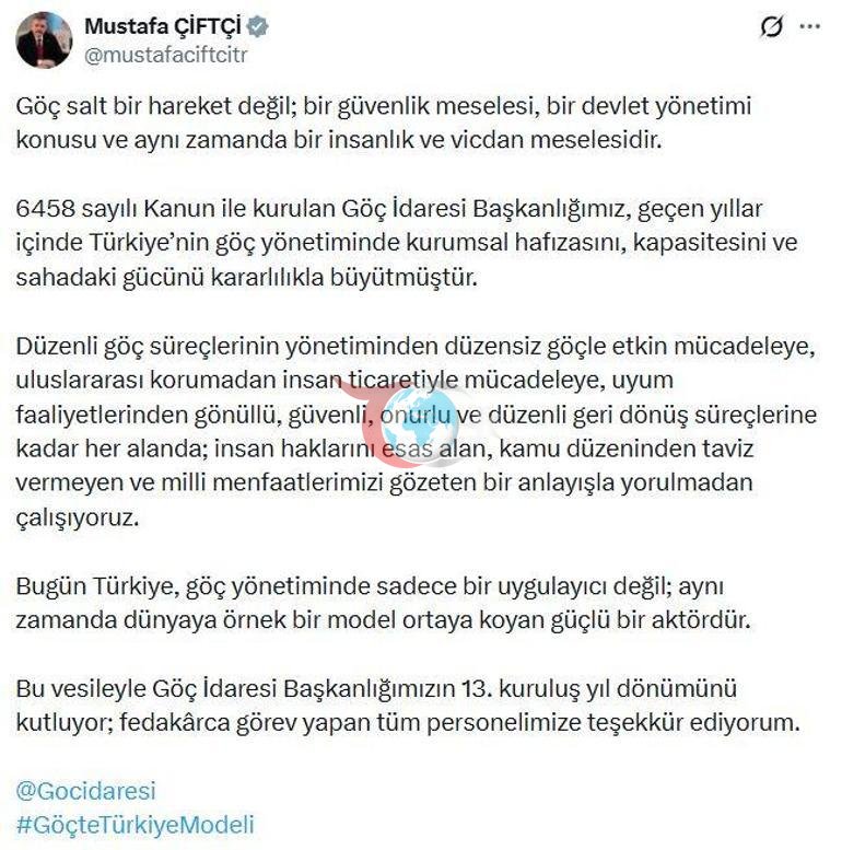 Bakan Çiftçi: Göç salt bir hareket değil, bir vicdan meselesidir