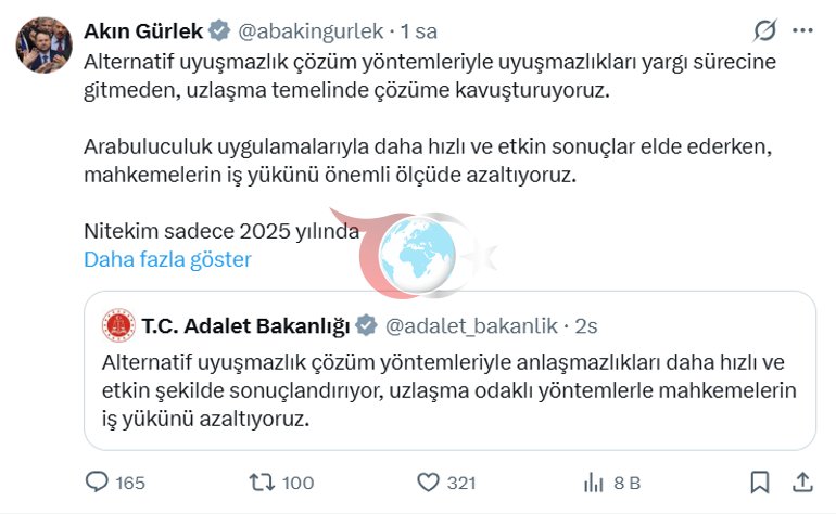 Geçen yıl arabuluculukla uyuşmazlıkların yüzde 54ünde anlaşma sağlandı