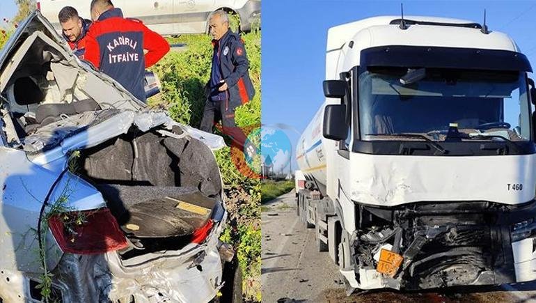 genç kadın işe giderken hayatını kaybetti Tankerle çarpışan otomobil tarlaya savruldu