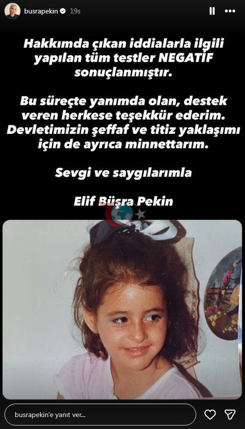 Uyuşturucu testi negatif çıkan Büşra Pekin'den açıklama