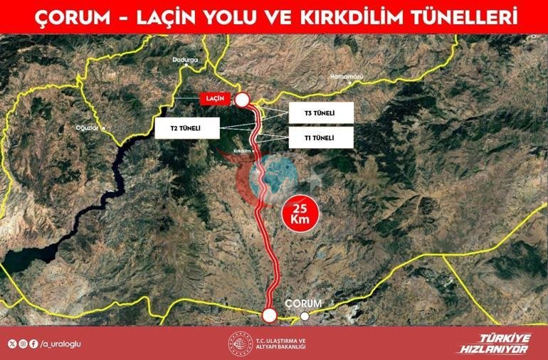 Bakan Uraloğlu: Çorum-Laçin Yolu ve Kırkdilim Tünelleri yarın hizmete açılacak