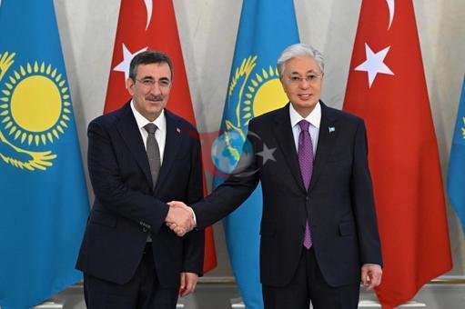 Cumhurbaşkanı Yardımcısı Yılmaz, Kazakistan Cumhurbaşkanı Tokayev ile bir araya geldi
