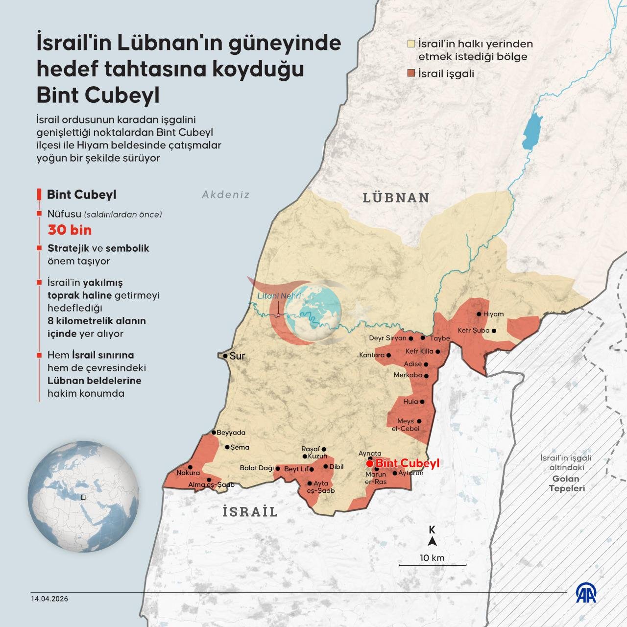 İsrail ordusunun karadan işgalini genişlettiği noktalardan Bint Cubeyl ilçesi ile Hiyam beldesinde çatışmalar yoğun bir şekilde sürüyor.