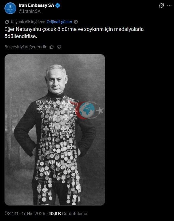 Büyükelçilik tarafından yayınlanan ilgili gönderi