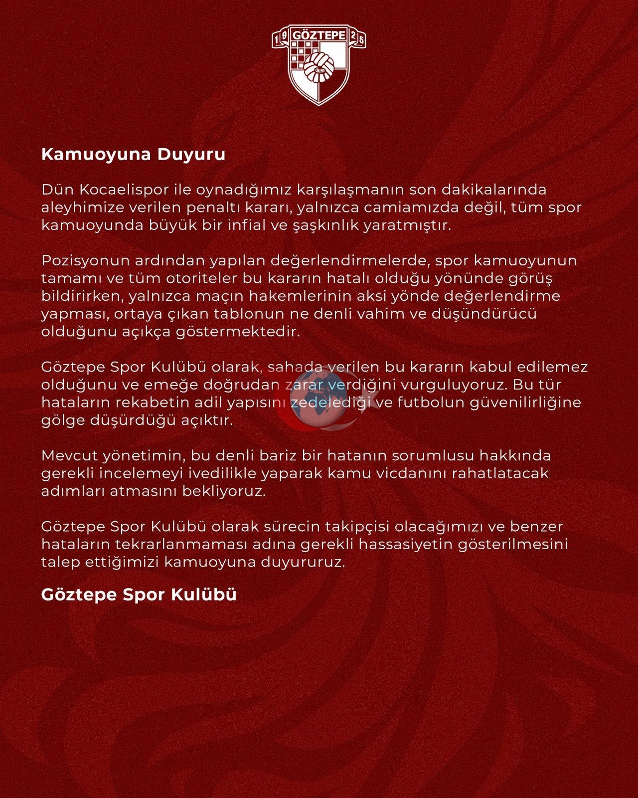 Göztepe'nin paylaşımı