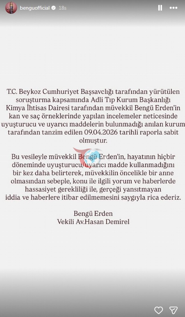 Bengü uyuşturucu test sonucunu paylaştı