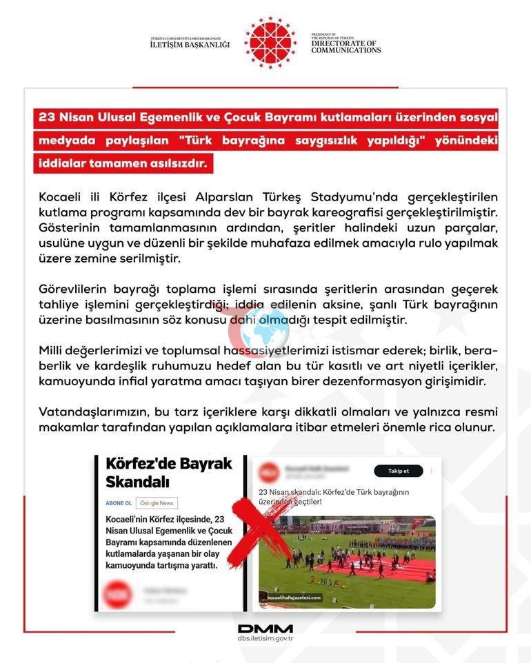 Türk bayrağına saygısızlık yapıldığı iddiası DMM yalanladı