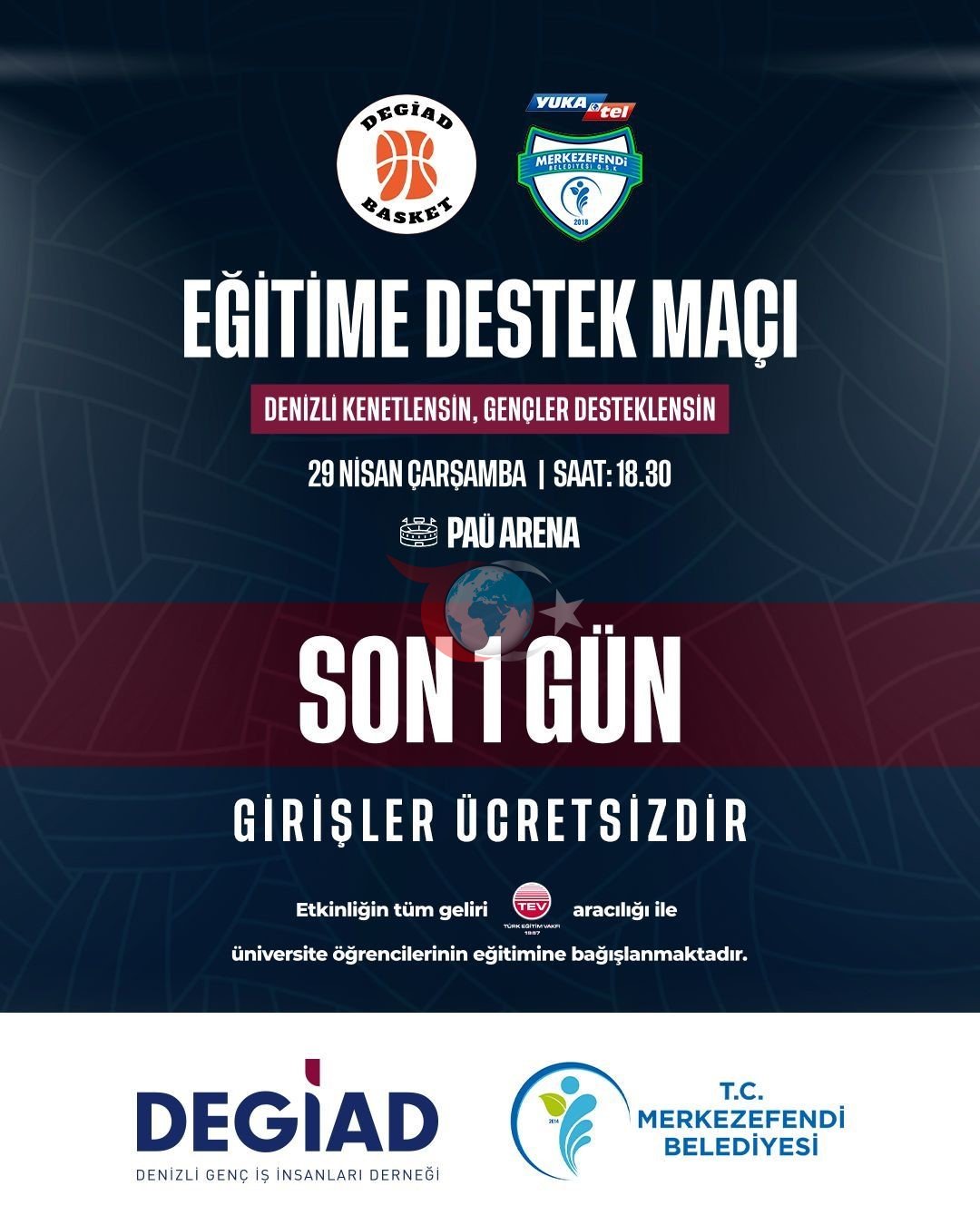 Eğitime Destek Maçı yarın PAÜ Arena&rsquo;da oynanacak