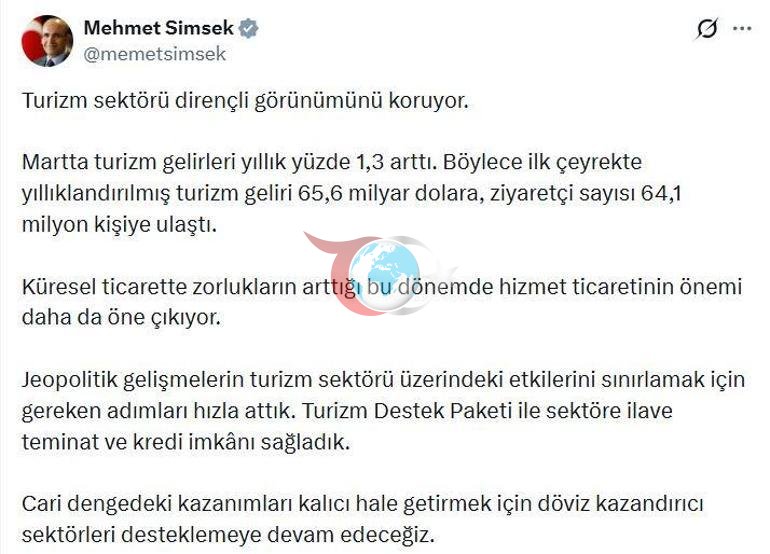 Bakan Şimşek: Döviz kazandırıcı sektörleri desteklemeye devam edeceğiz