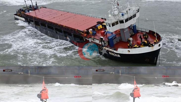 Sakarya'da Sahile Oturan Gemide Kurtarma Operasyonu Başladı