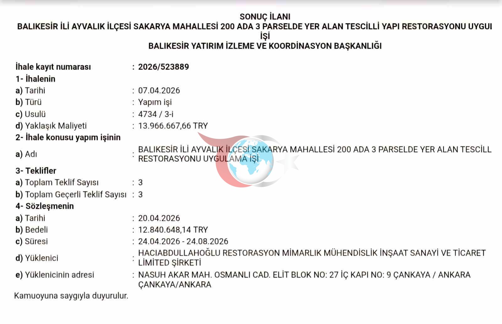 Ayvalık'taki Tarihi Bina Yeniden Canlanacak: Restorasyon İhalesi Tamamlandı
