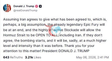 Donald Trump'ın ilgili paylaşımı