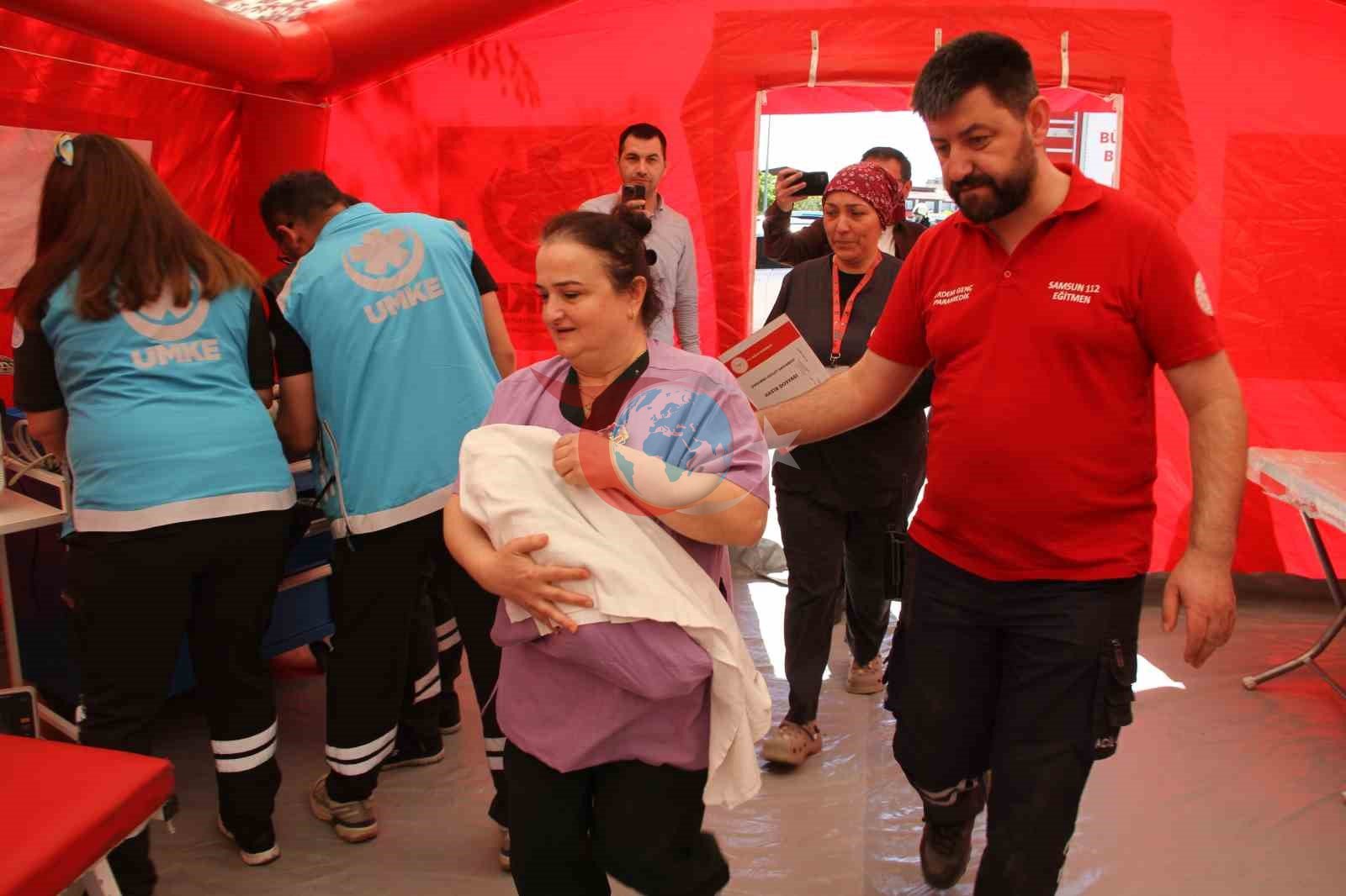 Çarşamba Devlet Hastanesi’nde kapsamlı afet tatbikatı