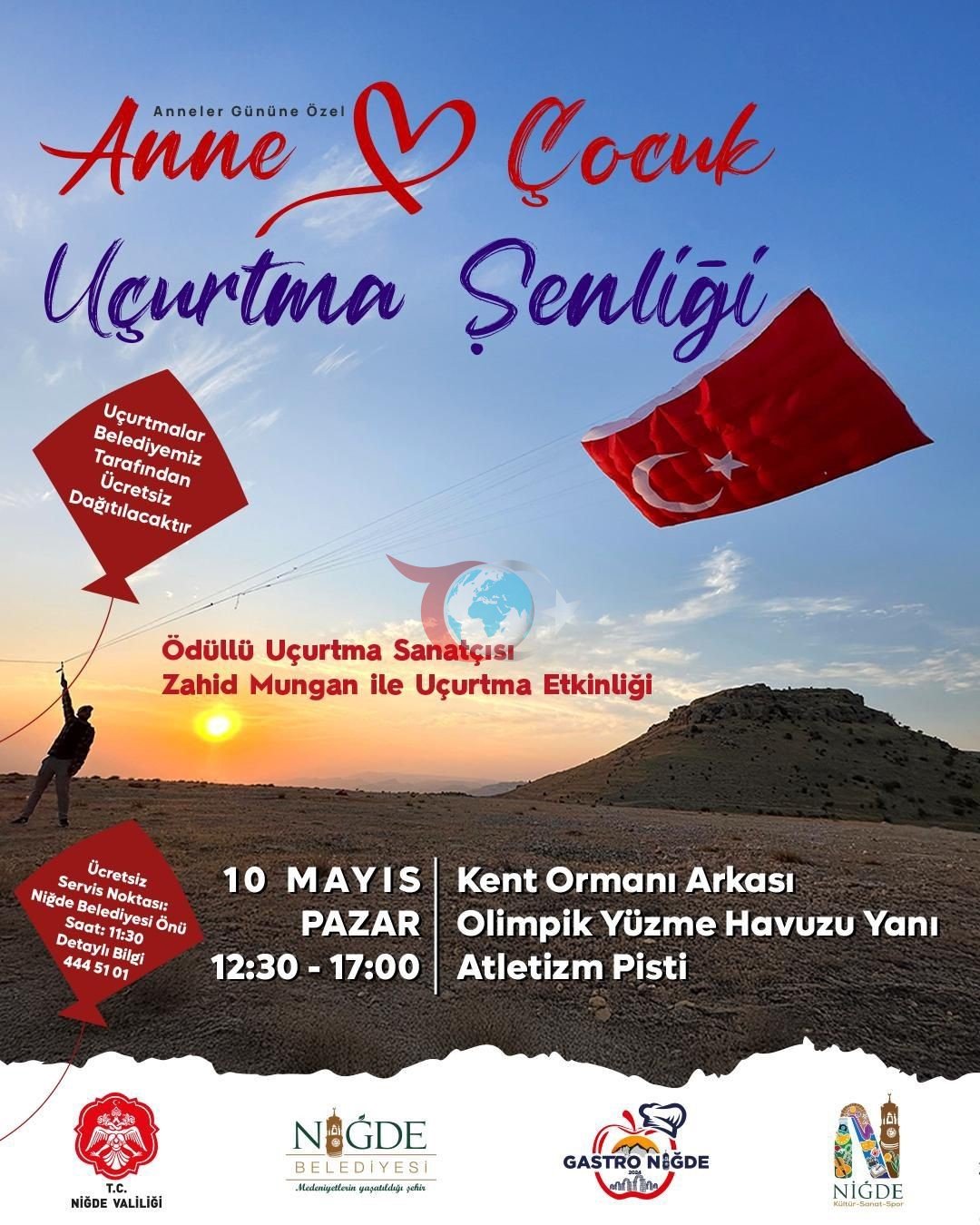 Niğde'de Anneler Günü İçin Renkli Uçurtma Şenliği