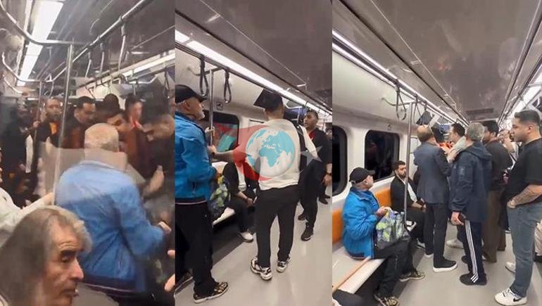 Galatasarayın şampiyonluk kutlamasında ortalık karıştı Metroda oklava şoku