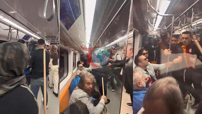 Galatasarayın şampiyonluk kutlamasında ortalık karıştı Metroda oklava şoku