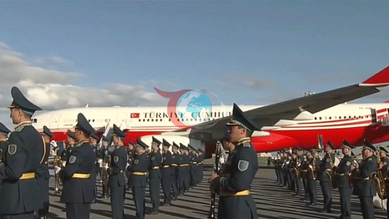 Prezident Ərdoğan Qazaxıstanda Tokayev tərəfindən rəsmi mərasimlə qarşılandı