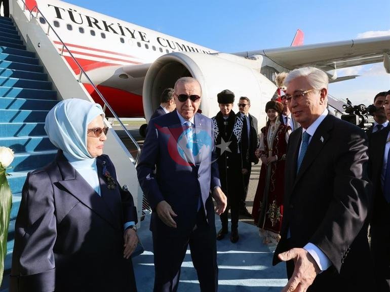 Cumhurbaşkanı Erdoğan, Kazakistanda resmi törenle karşılandı