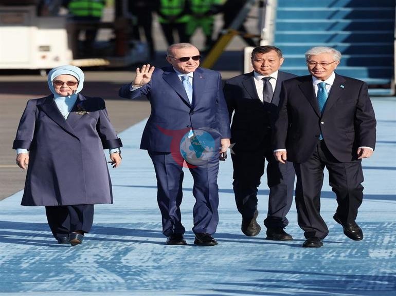 Cumhurbaşkanı Erdoğan, Kazakistanda resmi törenle karşılandı