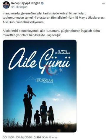 Cumhurbaşkanı Erdoğan, Aile Gününü tebrik etti