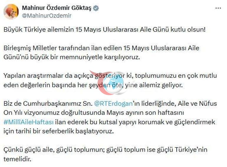 Bakan Göktaş, Aile Gününü tebrik etti
