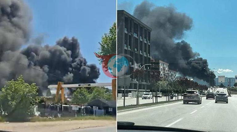 Plastik boru deposunda çıkan yangın söndürüldü