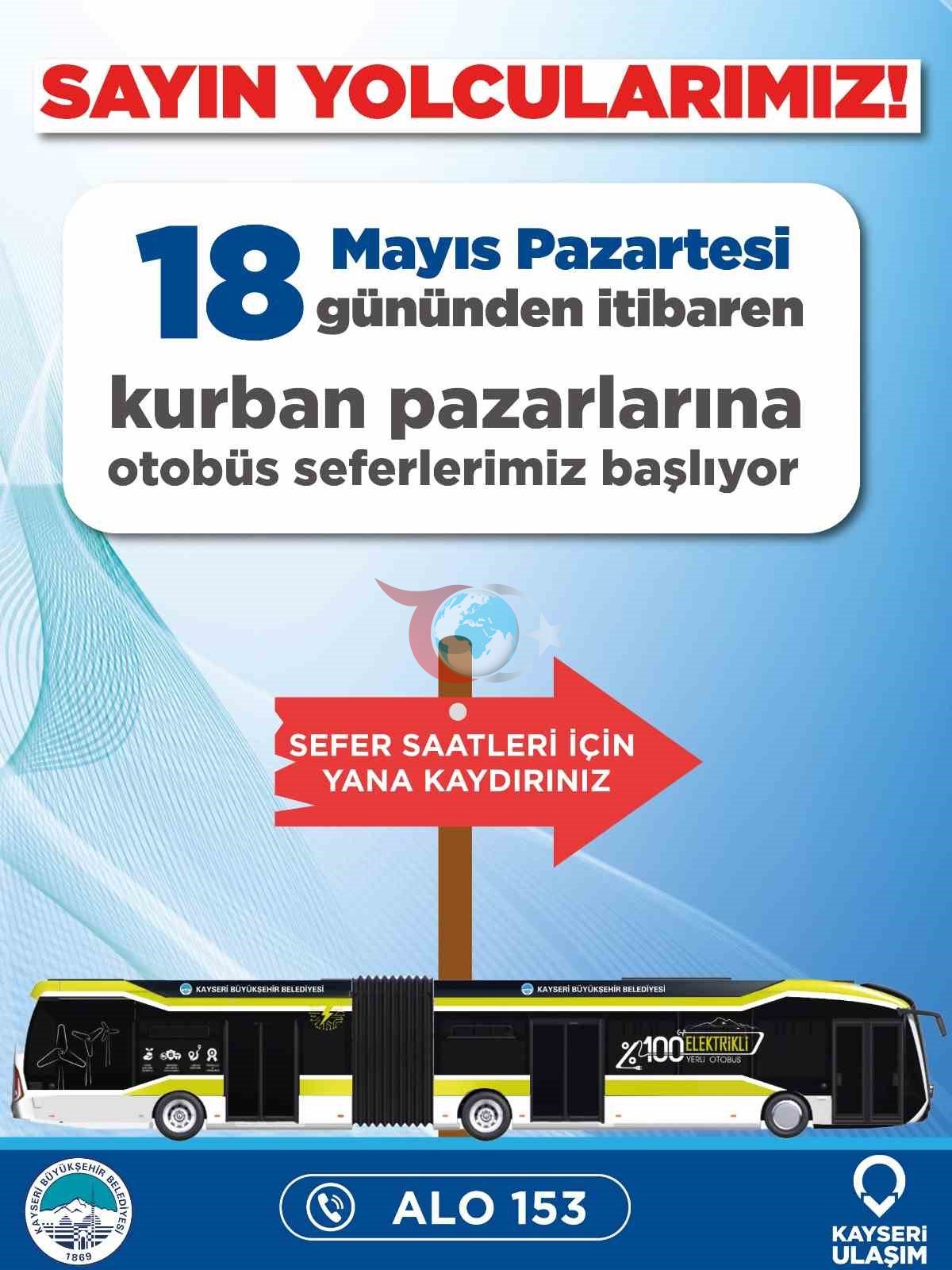 Kayseri Büyükşehir'den Kurban Pazarlarına Özel Otobüs Seferleri