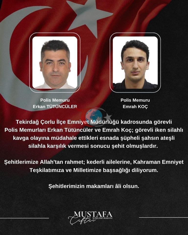 Son dakika... Tekirdağ Çorluda silahlı çatışma İhbara giden 2 polis memuru şehit oldu