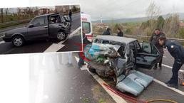 Çankırıda pikap park edilmiş avtomobilə çırpıldı! 3 nəfər ölüb, 5 yaşlı yük maşını dayanıb. hündürlük = 