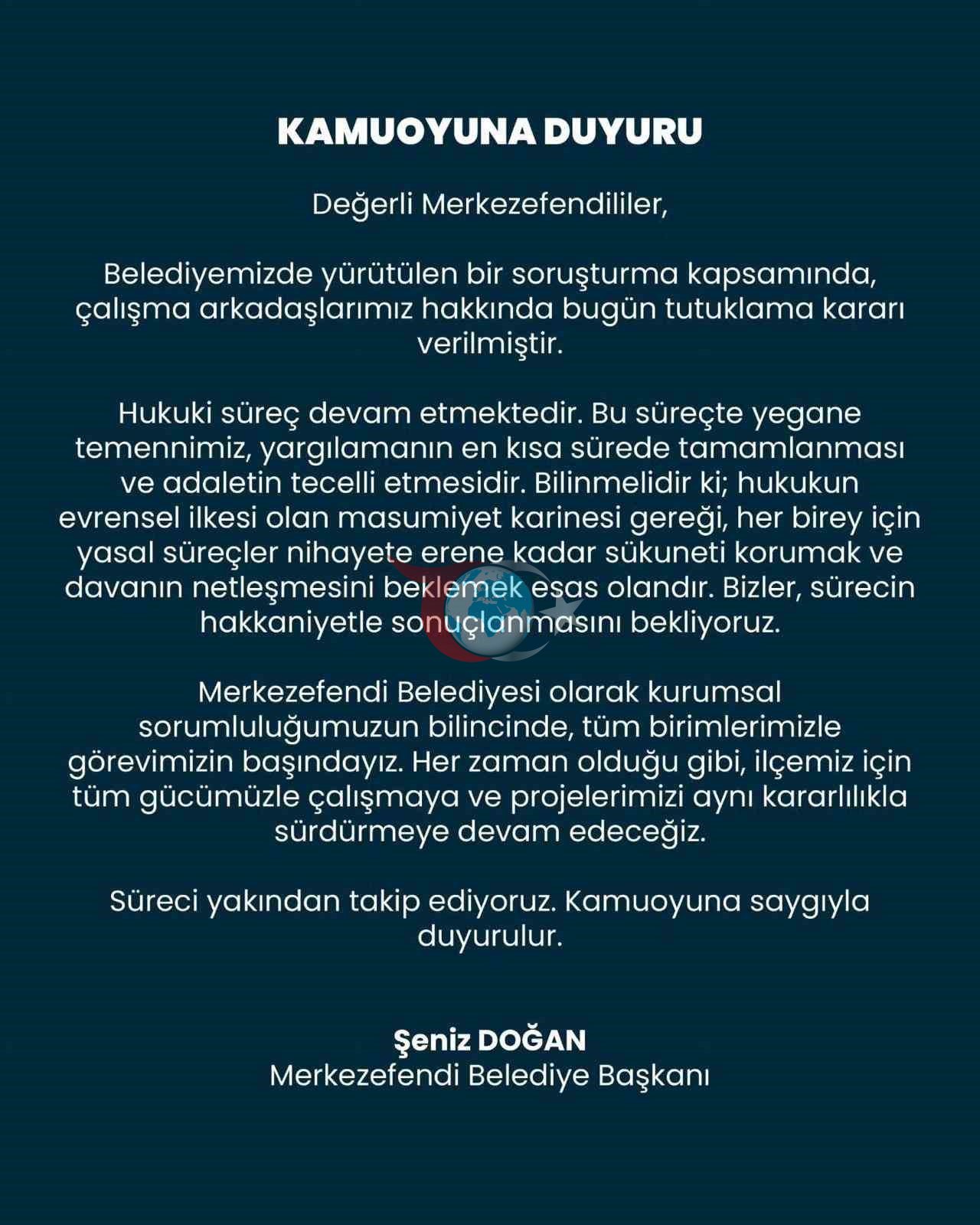 Başkan Doğan: Adaletin En Kısa Sürede Tecellisini Bekliyoruz