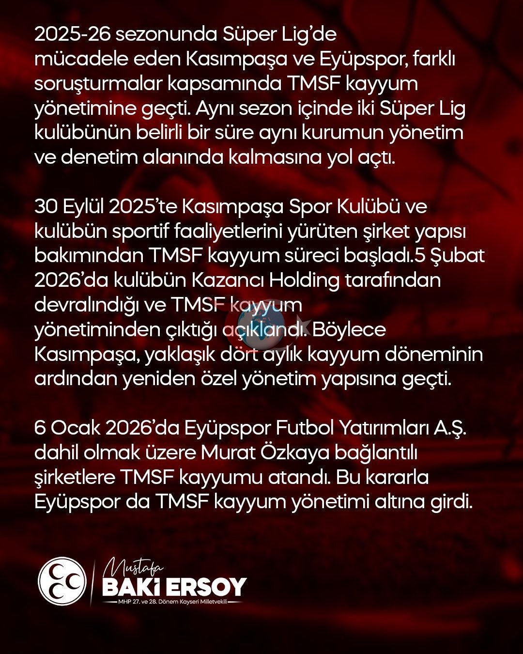 MHP Kaýseri orunbasary Baki Ersoýyň