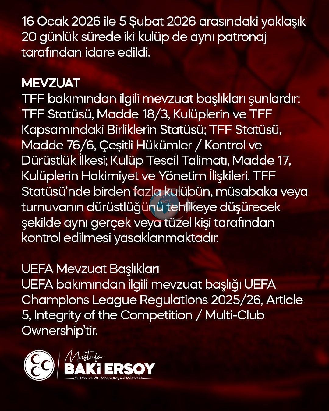 MHP Kaýseri orunbasary Baki Ersoýyň