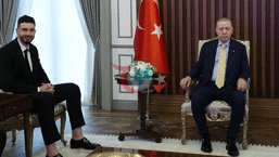 Prezident Erdoğann Tayyipball Player Tayyip Erdoğann Milli Başçı Recep Tayyip Erdoğanın qəbulundadır. class=