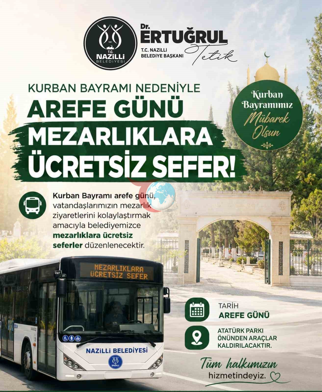 Nazilli Belediyesi'nden Bayram Öncesi Ücretsiz Mezarlık Servisleri
