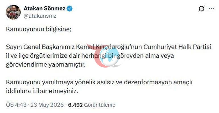 Kılıçdaroğlunun müşaviri: İl və rayon təşkilatlarımızda işdən çıxarılma olmayıb