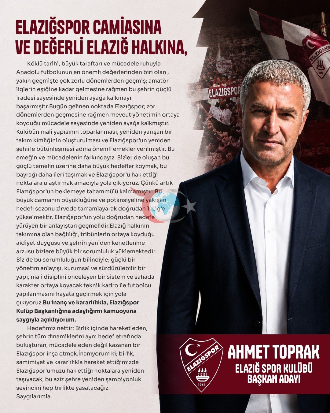 Ahmet Toprak Elazığspor Başkanlığına Aday Olduğunu Duyurdu