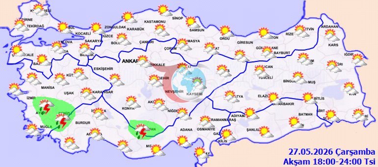 Meteorologiýa täze kartany paýlaşdy. Stambul