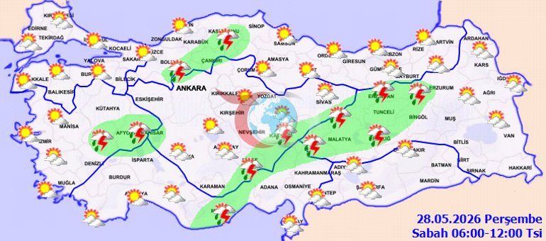 Meteoroloji yeni haritayı paylaştı İstanbul dahil çok sayıda kente kuvvetli yağış uyarısı
