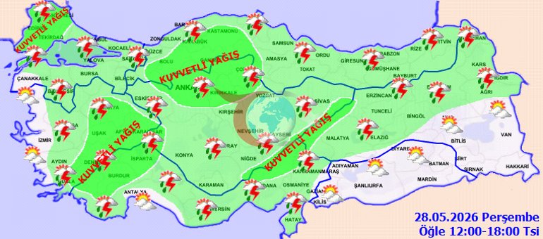 Meteoroloji yeni haritayı paylaştı İstanbul dahil çok sayıda kente kuvvetli yağış uyarısı