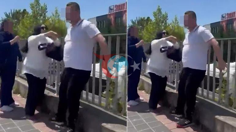 Sokak ortasındaki kadına şiddete kadın müdahalesi anbean kamerada