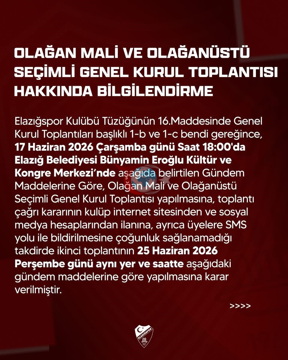 Elazısporyň Baş Assambleýasynyň seneleri yglan edildi