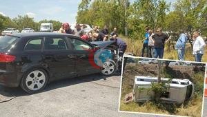 Balıkəsirdə dəhşətli qəza Bir minik avtomobili ilə mikroavtobus toqquşub: Çoxlu yaralı var, mikroavtobus və bir minik avtomobili toqquşub