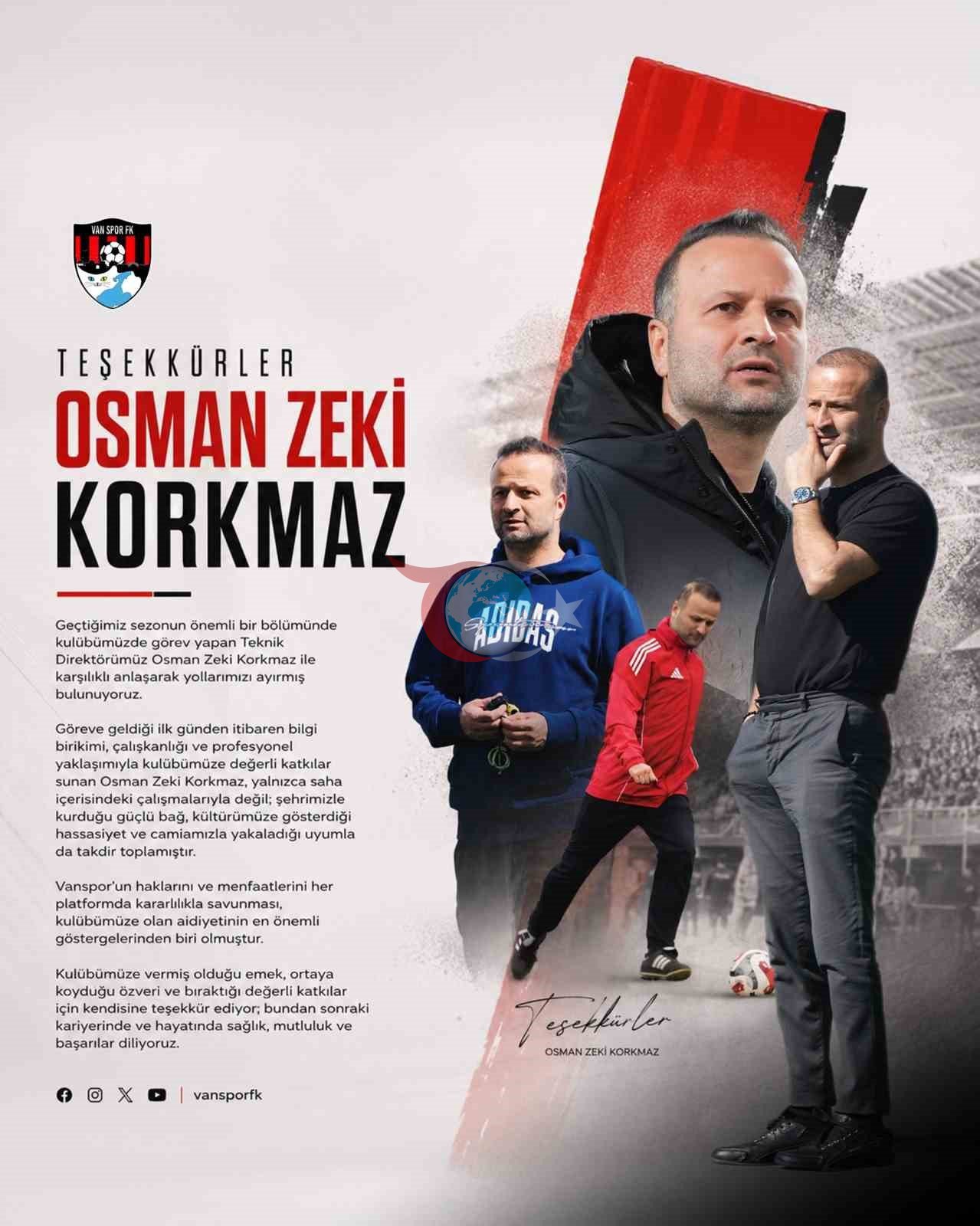 Vanspor baş məşqçisi Osman Zeki Qorxmazla yollarını ayırıb