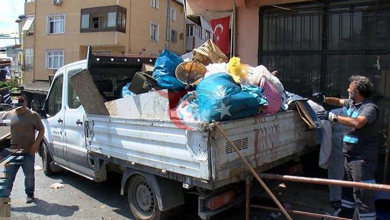 Ataşehirdə küçələrdən zibil toplayıb evinə qalaqlanan zibil evinin həyəcanı