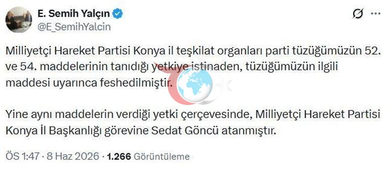 MHP Konya il teşkilatı feshedildi