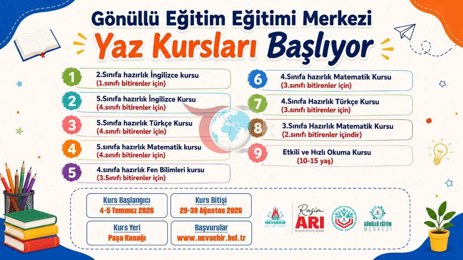 Nevşehir'de Yaz Kurslarına Yoğun İlgi Bekleniyor