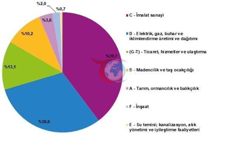 Ekonomik faaliyetler fiziksel enerjinin varış yerlerinde en büyük payı aldı