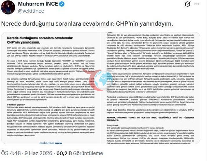 Muharrem ฤฐnce: Tรผzรผk kurultayฤฑ toplanmalฤฑdฤฑr