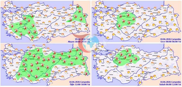 Meteorologiya yeni hava xəritəsini paylaşıb. İki şəhəri leysan və dolu vurub
