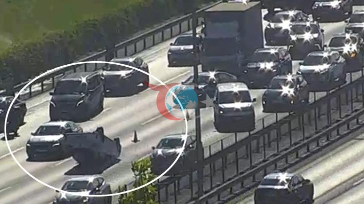 TEM Otoyolu'nda Kaza: Araç Takla Attı, Trafik Felç Oldu